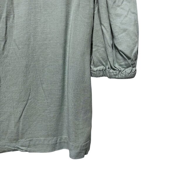 Ann Taylor Solid Light Sage Green Puff Sleeves Button Front Blouse M - Picture 4 of 6